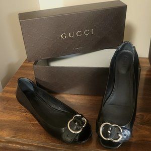 Gucci Women Black Peep Toe Size 39.5